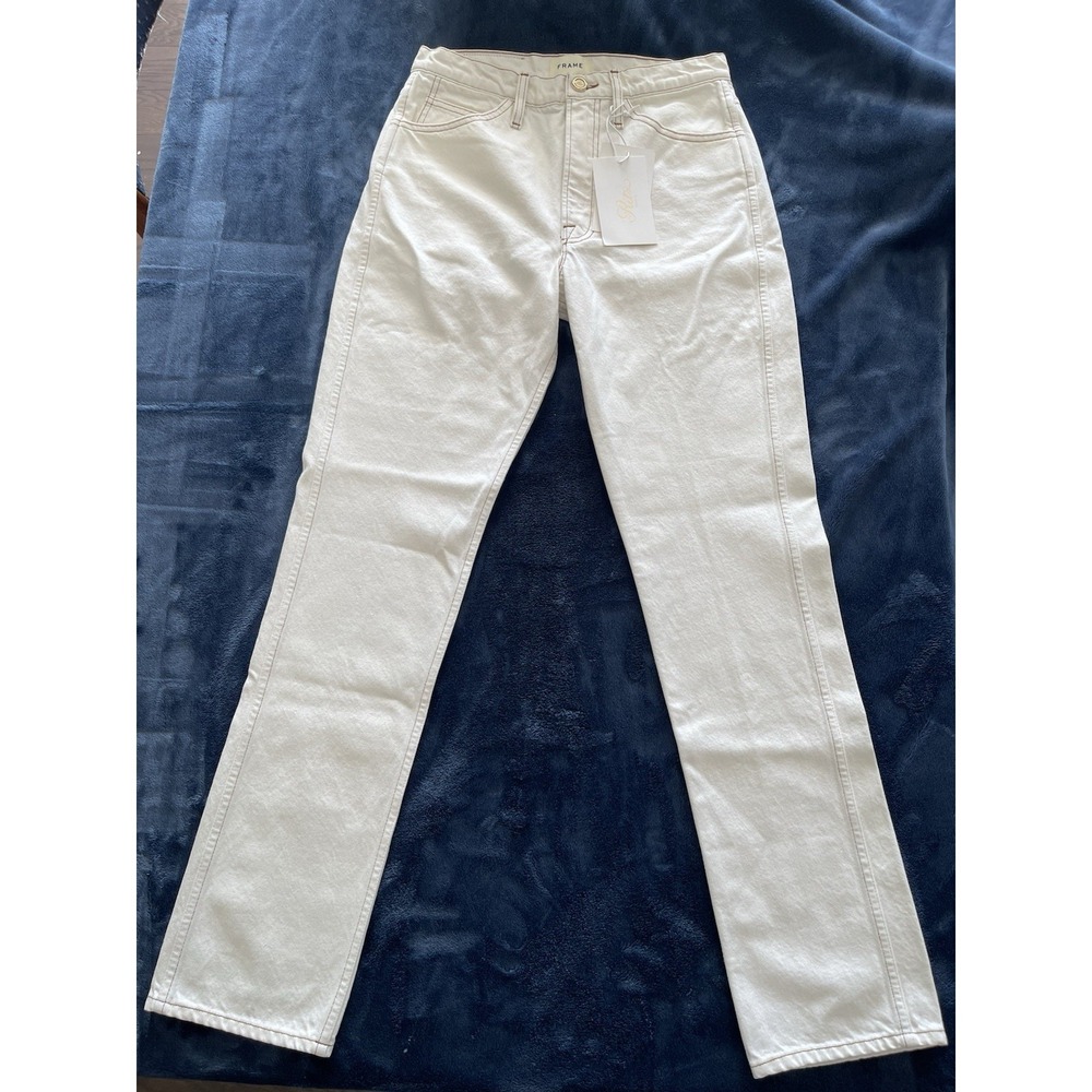 NWT Frame Jeans Ritz Paris White The True Straight Size 28 Made In Italy MSRP348 - Picture 1 of 14